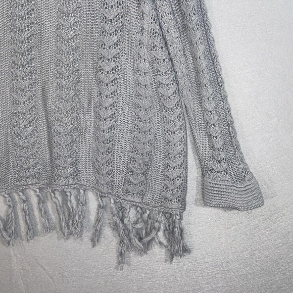 Ruby Rd Cardigan Womens Large Grey Long Sleeve Tight Knit Tasseled Casual Adult - Picture 9 of 11